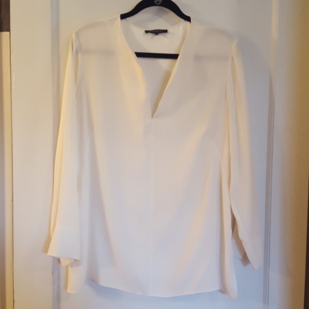 Lafayette 148 cream silk tunic blouse
